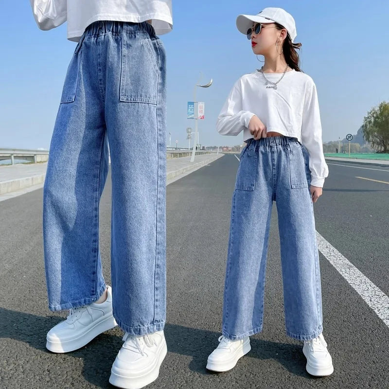 Thin Kids Pants Children's Clothing Sweatpants Clothes Teenage Girls Clothing Jeans Denim Streetwear Fashion Casual Harajuku