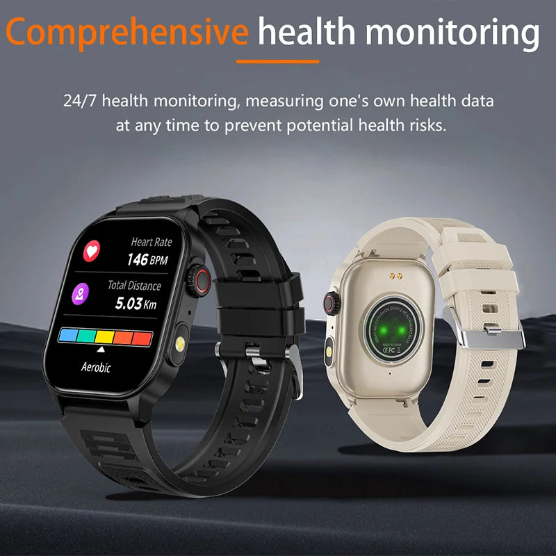 LIGE Smart Watch for Men 3ATM Waterproof Bluetooth Call Health Monitor With Flashlight 370mahBattery 100+Sport Mode Smartwatches - Clikcy