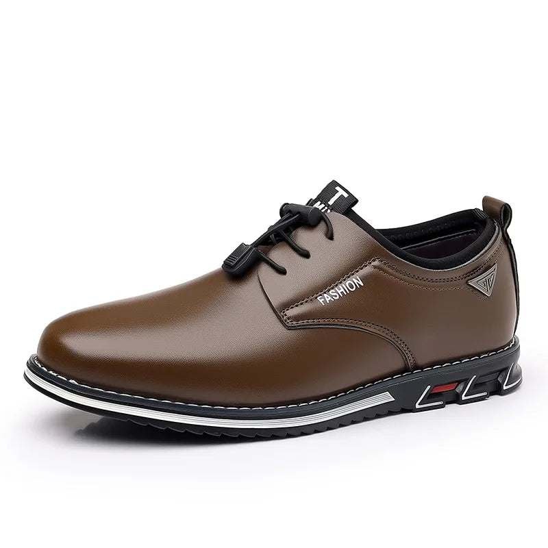 New Business Casual Shoes for Men Lace Up Formal Shoes for Male Black Leather Oxfords Plus Size Wedding Party Office Dress Shoes
