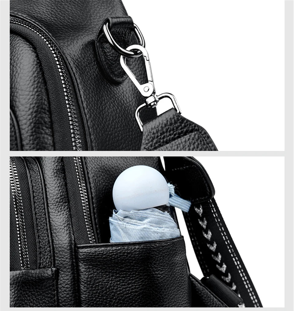 Fashion Backpacks Women Shoulder Bag Simple Rucksack Female Soft Leather Back Pack Ladies Travel Bag Large Capacity School Bags