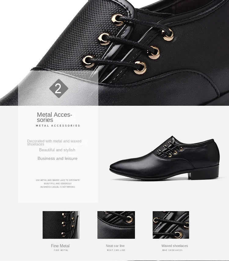 Men Formal Leather Shoes Lace Up Oxford Casual Business Black Leather Shoes Men Wedding Party Office Work Shoes
