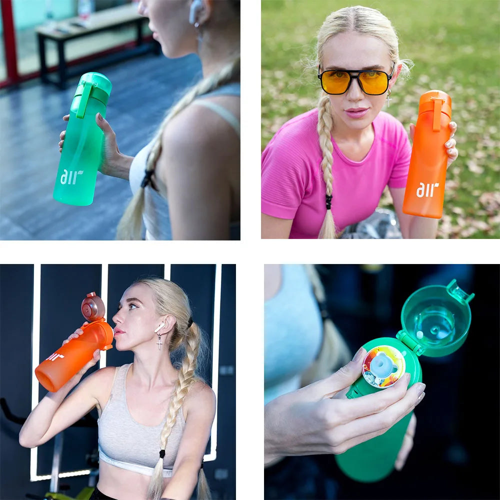 1pc Air Water Bottle With 1pc Random Flavor Pods Portable Transparent With Straw Leak Proof Suitable for Outdoor Sports - Clikcy