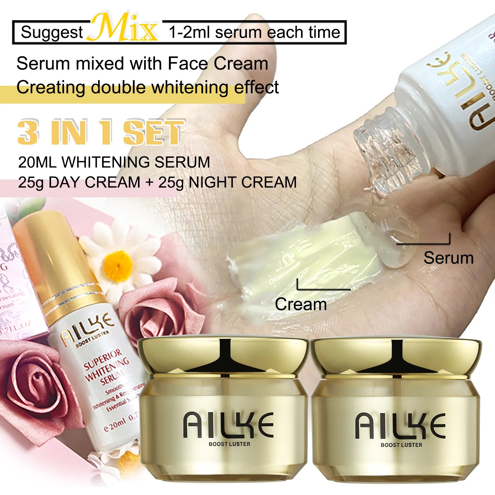 AILKE Whitening Moisturizing Facial Cream, Naturally Brighten Skin Tone, Remove Dark Spots, Clean Skin With Nicotinamide Spf35+ - Clikcy