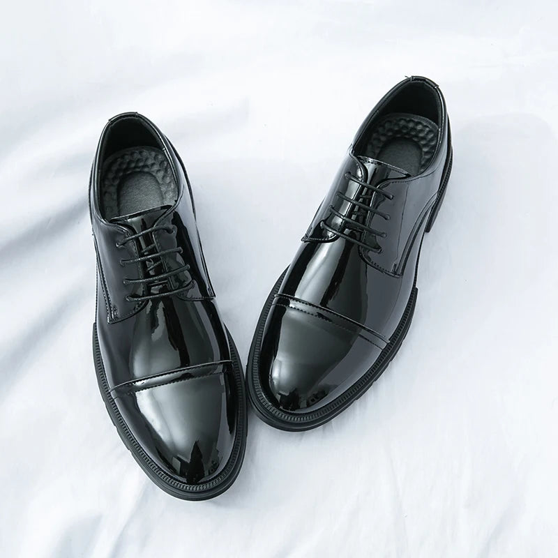 Classic Green Style Casual Derby Formal Shoes Career Office Leather Shoes Pointy Toe Handmade Business Wedding Dress Shoes Men - Clikcy