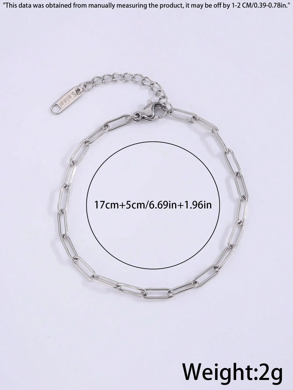 1 Piece Of Simple Casual Fashion Stainless Steel Round Snake Flat Snake Bracelet Is Suitable For Daily Wear, Gifts For Couples