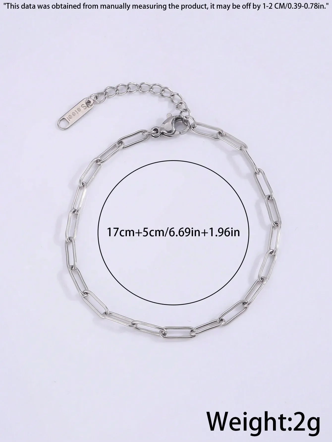1 Piece Of Simple Casual Fashion Stainless Steel Round Snake Flat Snake Bracelet Is Suitable For Daily Wear, Gifts For Couples