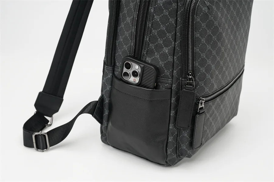 Fashion Business Men Backpack Luxury Double Layer Men's Backpacks Floral Plaid Laptop Backpack Male Schoolbag Travel Back Bag - Clikcy