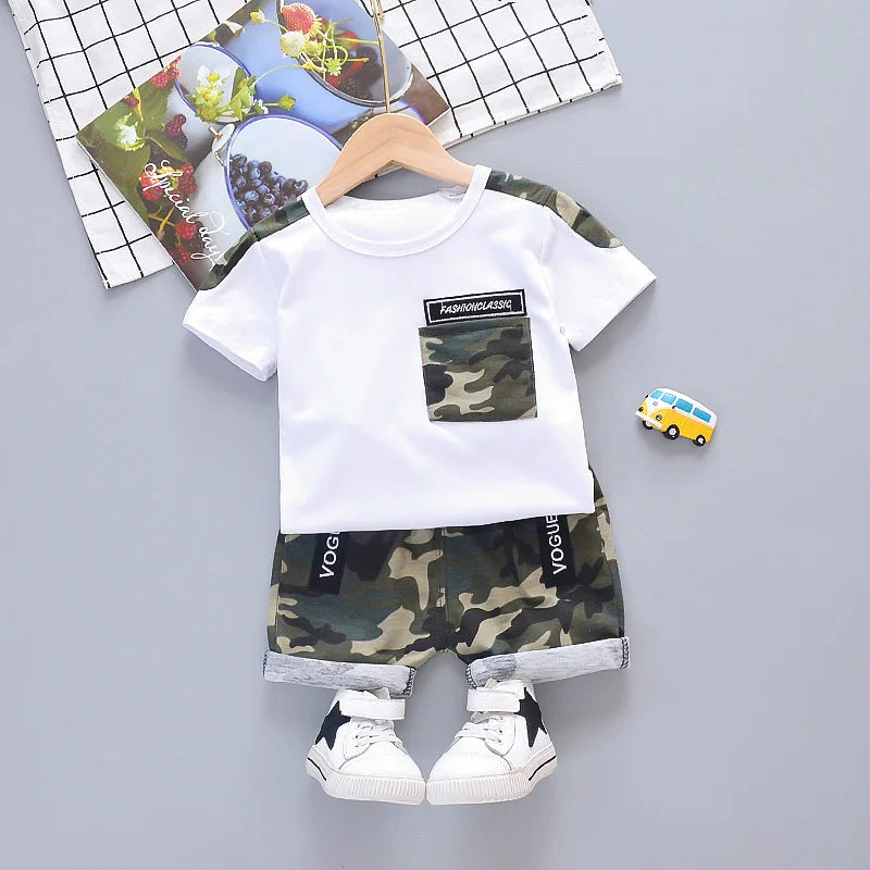 Summer Children Clothes Baby Girls Clothes Sets T-shirt Tops+Short Pants 2Pcs/Suit Toddler Boy Clothes Suit Infant Clothing Sets - Clikcy
