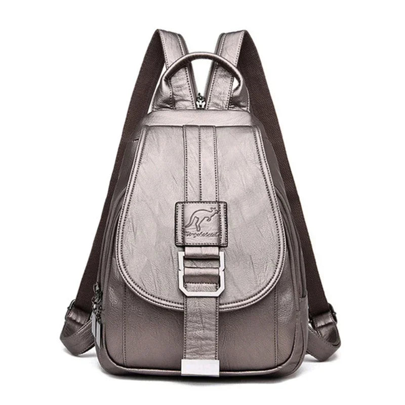 Multifunctional Women Leather Backpacks Vintage Backpack For Teenager Girls School Chest Bag Travel Bagpack Ladies Sac Back Pack - Clikcy