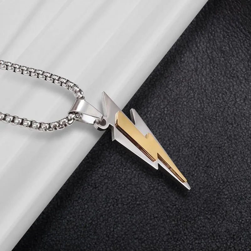 RAKOL Trendy Gamepad Lightning Stainless Steel Necklaces For Women Men Gold Color Metal Necklace Party Everyday Jewelry - Clikcy