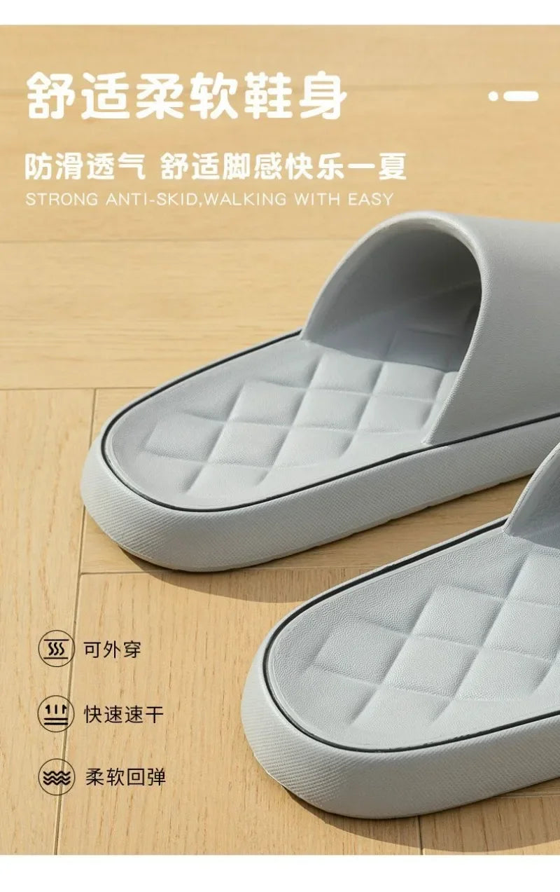 Plus Size 47 48 49 Super Light Soft Men Slippers Simple Couple's Slides EVA Elastic Shoes Colorful Indoor Bathroom Slippers - Clikcy