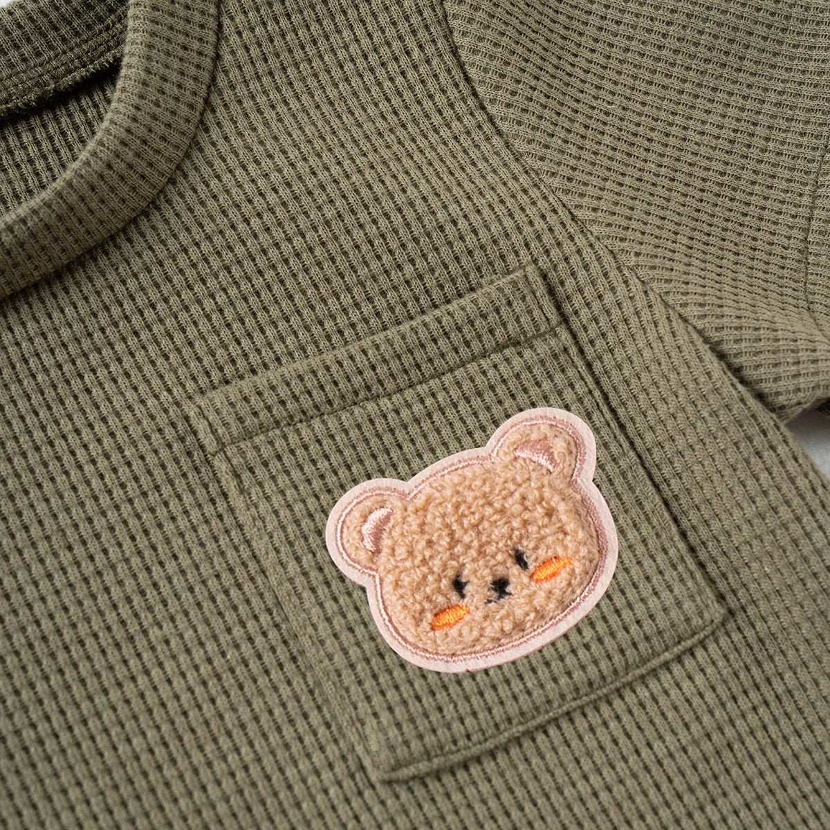 Kids Suit Summer Boys Girls Solid Colour Suit 0-6Y Cute Bear Short Sleeve + Breathable Shorts 2pcs Comfortable and Skin-friendly - Clikcy