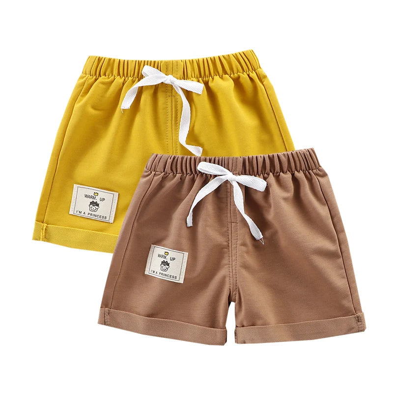 2pcs Cotton Summer Kids Shorts Boys Girls Solid Color Short Baby Cartoon Casual Pant Children Short Pant Sport Clothing Outwear