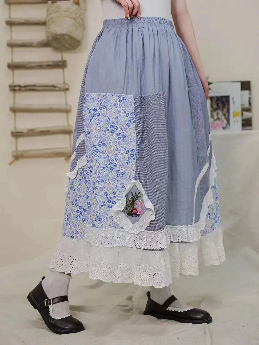 2025 Spring New Women's Underwear Skirt Japanese Loose-Fit Embroidered Waist Elastic Waist Women's Beefsteak Skirt - Clikcy