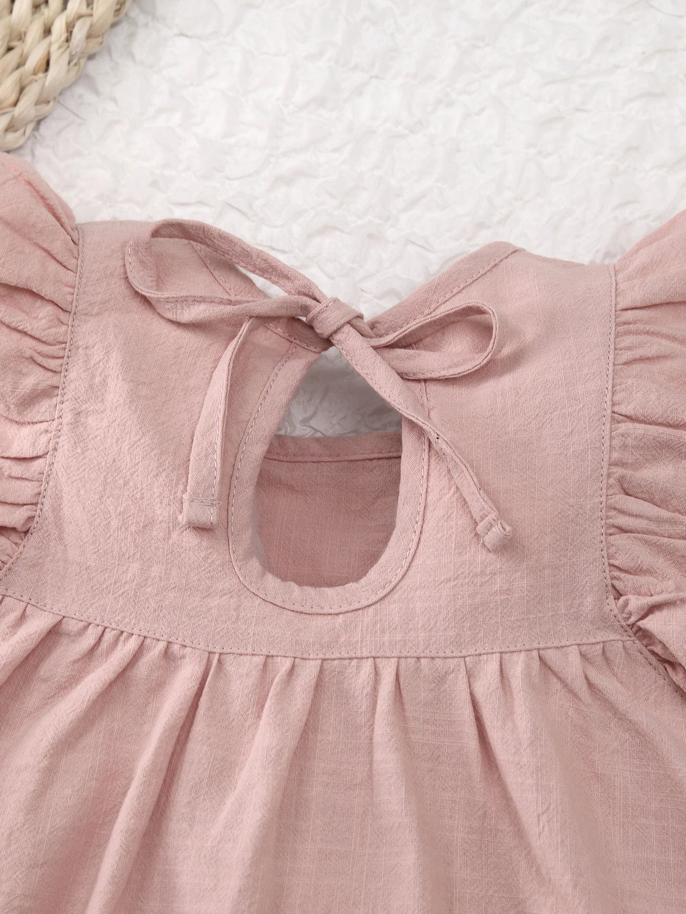 Toddler girls dresses kid's summer wear Pure color puffy sleeves girl dress back collar tie princess dress - Clikcy