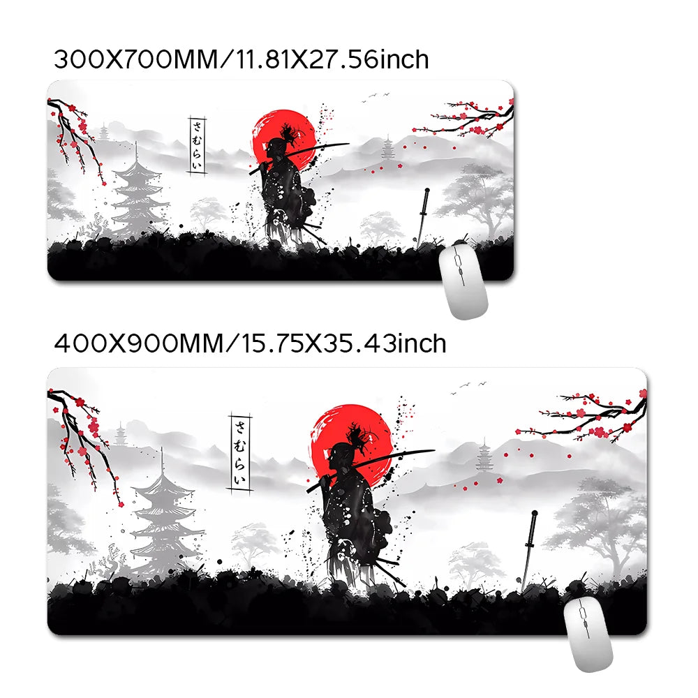 Samurai Warrior Mouse Pad Gamer Computer Accessories Keyboard Table Mat Black Mousepad Company Gaming Laptop Desk Accessory Pc - Clikcy