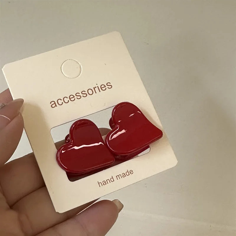 Temperament Seamless Hair Clip Set, 2Pcs Red Women's Side Banger Clip Mini Duckbill Clip Hair Claws - Clikcy