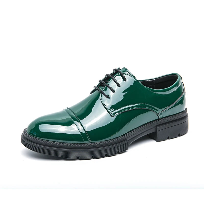 Classic Green Style Casual Derby Formal Shoes Career Office Leather Shoes Pointy Toe Handmade Business Wedding Dress Shoes Men - Clikcy