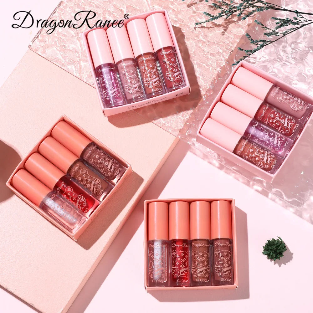4 PCS Lip Ink Oil Set Hydrating Lip Gloss Pack Kit Moisturizer Waterproof Lip Tint Korean Makeup For Women Cosmetics - Clikcy