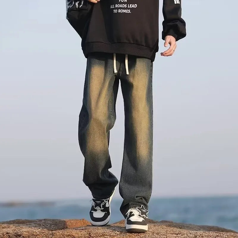 Men's Jeans Wide Y2k Pants Baggy Jeans Man Denim Shorts Jean Streetwear Mens Trousers Clothing Flared Male Cargo New Pant Ripped - Clikcy