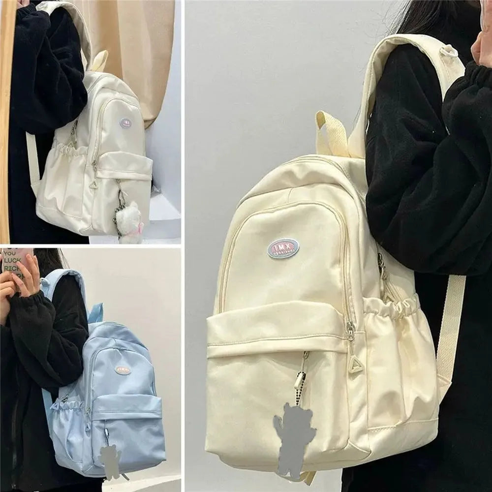 Cute Large Capacity Backpack Shoulder Bag Bookbags Nylon Travel Knapsacks Kawaii Candy Color Student Daily Zipper School Bags - Clikcy