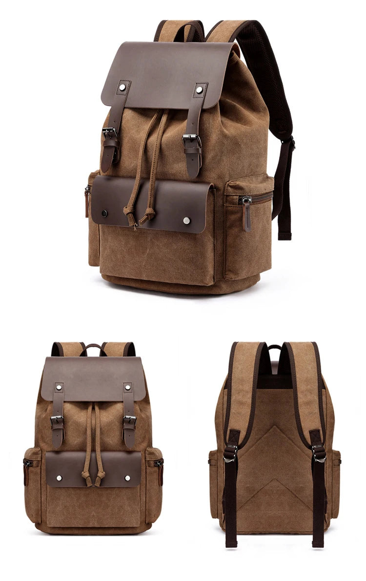 NEW Men's Backpack Vintage Canvas Backpack School Bag Men's Travel Bags Large Capacity Backpack Laptop Backpack Bag High Qualit - Clikcy