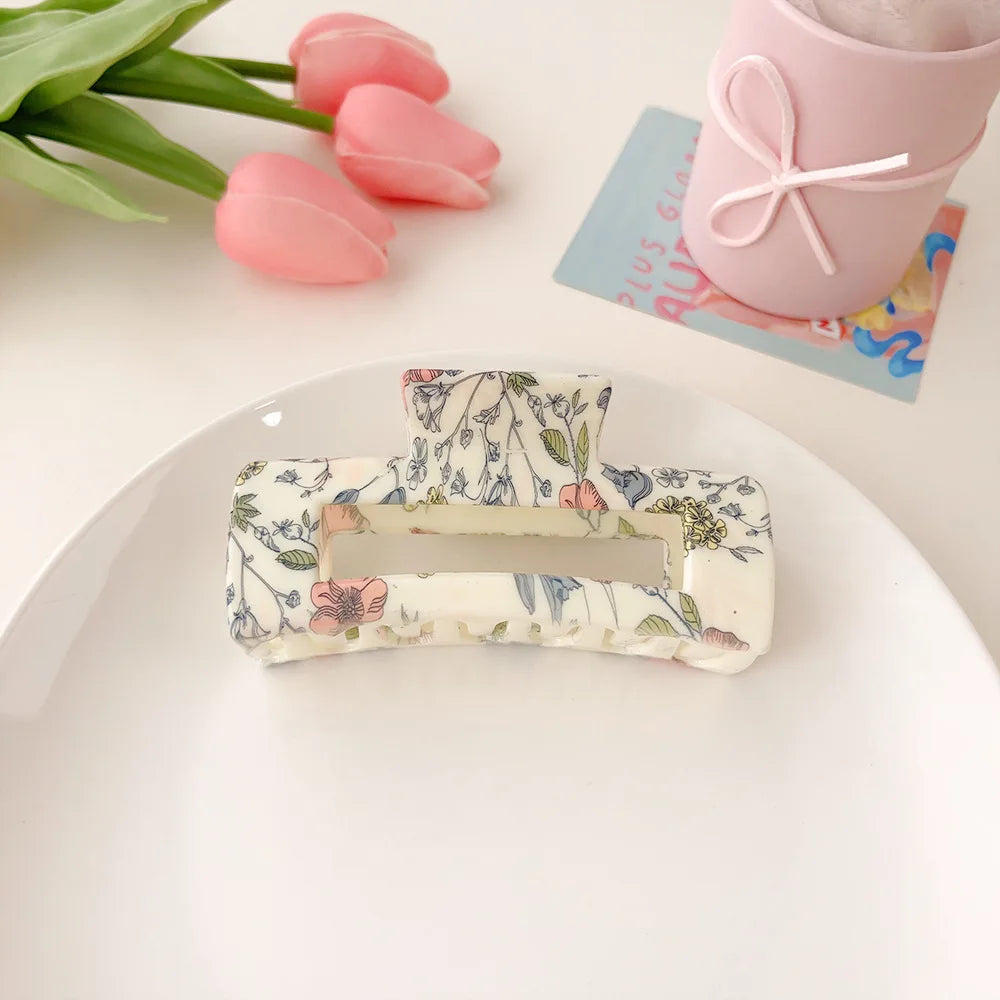 Super Large 13cm Printed Grab Clip Korean Fresh and Sweet Disc Hair Crab Clip Premium Girl Hairpin Hair Accessories - Clikcy