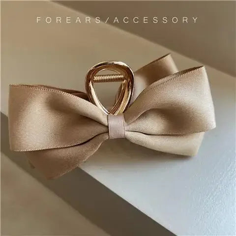 Korean Fashion Metal Bow Hairpin Ladies Simple Elegant Hair Accessories Grab Clip Girls Party Gift Accessories - Clikcy