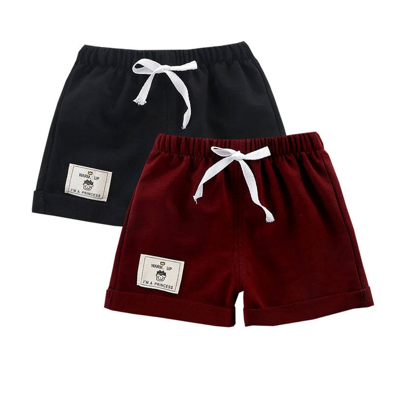 2pcs Cotton Summer Kids Shorts Boys Girls Solid Color Short Baby Cartoon Casual Pant Children Short Pant Sport Clothing Outwear - Clikcy
