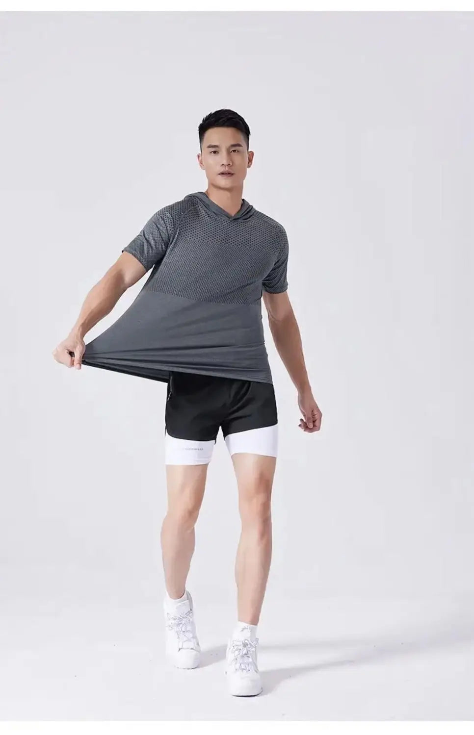 Youthful Vitality Summer Sweatshirts Thin Men's Printing Hooded Quick Drying Breathable Casual Motion Loose Short Sleeve Tops - Clikcy