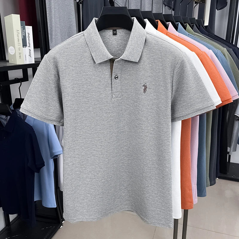 High end brand 100% cotton short sleeve polo shirt men's summer fashion designer new Paul pony embroidery casual golf T-shirt - Clikcy