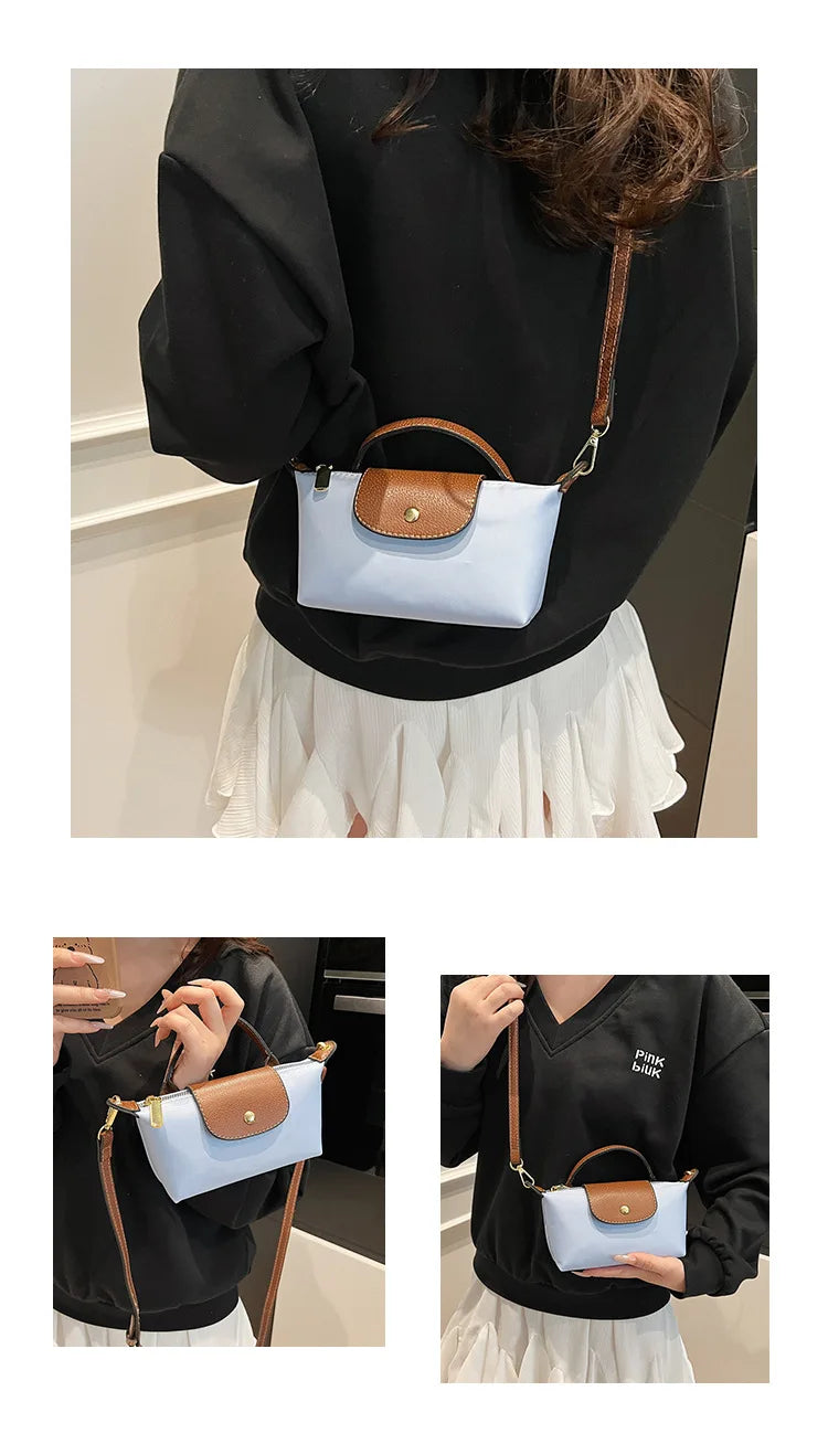 2025 summer lightweight shoulder crossbody bag, fashionable women's bag, plaid canvas, personalized and versatile dumpling bag - Clikcy