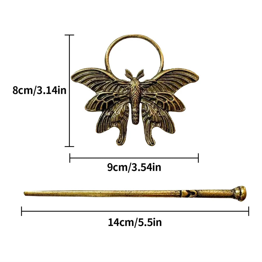 New Gothic Retro Cow Skull Skeleton Moonstone Hair Clips Hairpins for Women Fashion Deer Horn Hair Stick Hair Styling Tools - Clikcy