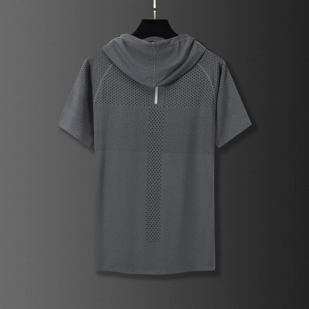 Youthful Vitality Summer Sweatshirts Thin Men's Printing Hooded Quick Drying Breathable Casual Motion Loose Short Sleeve Tops - Clikcy