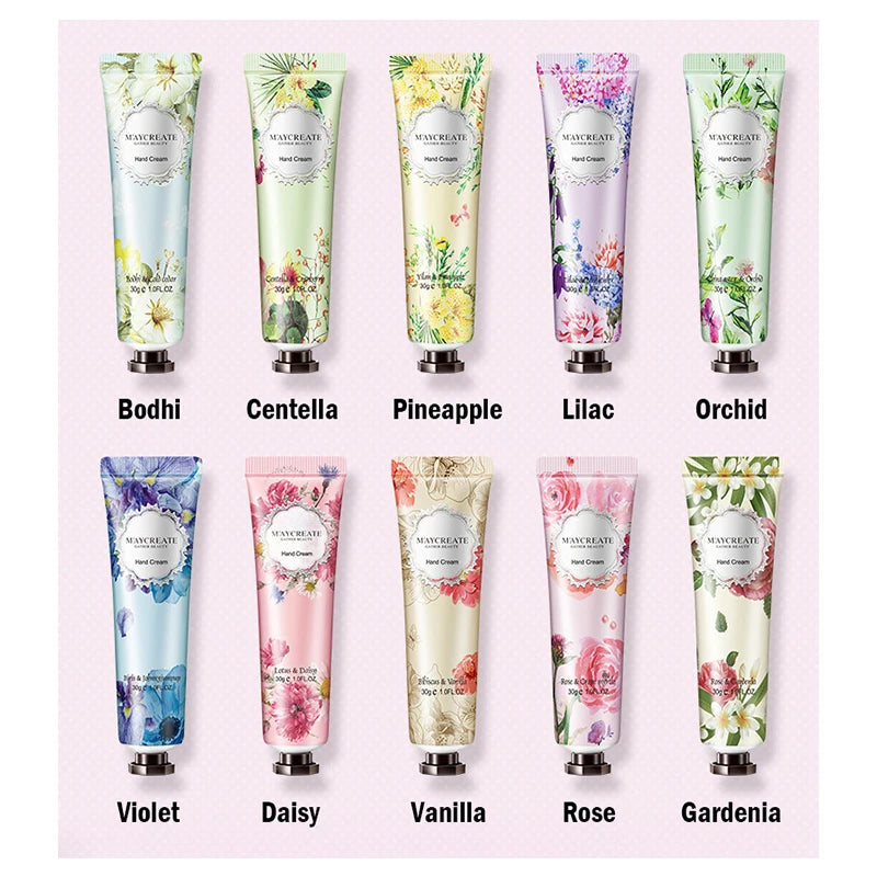 10pcs Fruity Flowery Hand Cream Moisturizing Nourishing Anti Chap Repairing Hands Care Beauty Skincare Hand Creams Sets - Clikcy