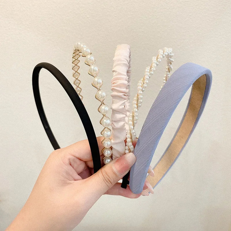3/5/6/7pcs Sweet Hairbands for Women Girls Multicolor Pearl Floral Hair Hoops Headbands Headdress Korean Hair Accessories Sets - Clikcy
