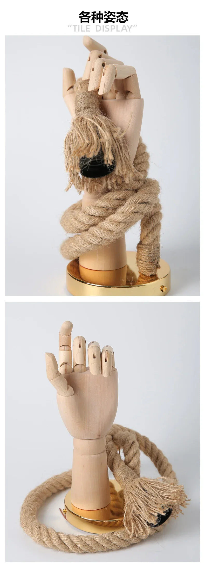 Vintage Decorative Robotic Wall Lamp with Wooden Hemp Rope E27 Lamp Head Suitable for Living Room, Bedroom, Aisle Wall Lamps - Clikcy