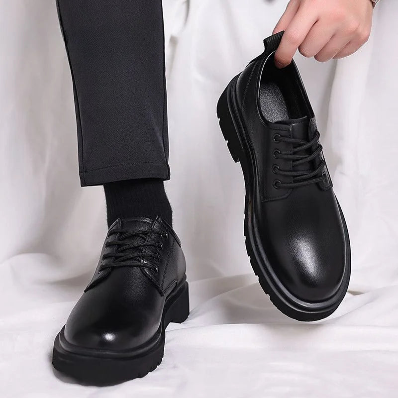 Leather Casual Round Toe Social Shoe Male Black Men's Formal Shoes Business Cheap Clearance Liquidation Clothing 2024 Trend 39