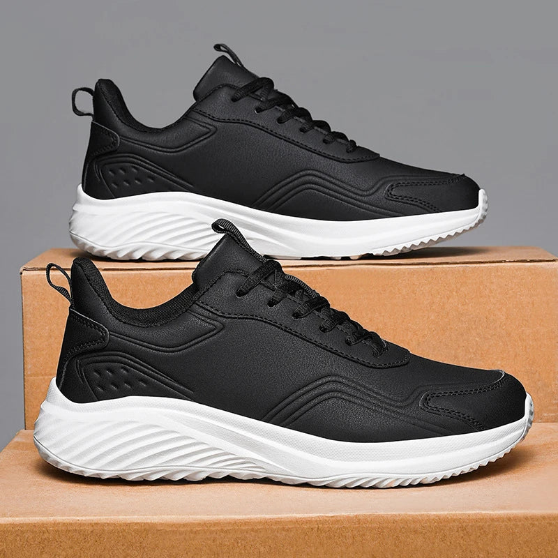 Leather Cushioned Sports Shoes For Men's Lightweight Casual Running Shoes For Autumn And Winter Men's Shoes Versatile And Trendy