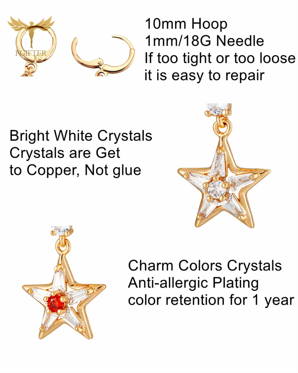 Dainty Micro Inlaid Zircon Golden Drop Earrings 10mm Hoop Dangle Crystal Pendant Elegant Women Jewelry Luxury Accessories Gifts - Clikcy