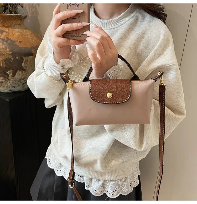 2025 summer lightweight shoulder crossbody bag, fashionable women's bag, plaid canvas, personalized and versatile dumpling bag - Clikcy