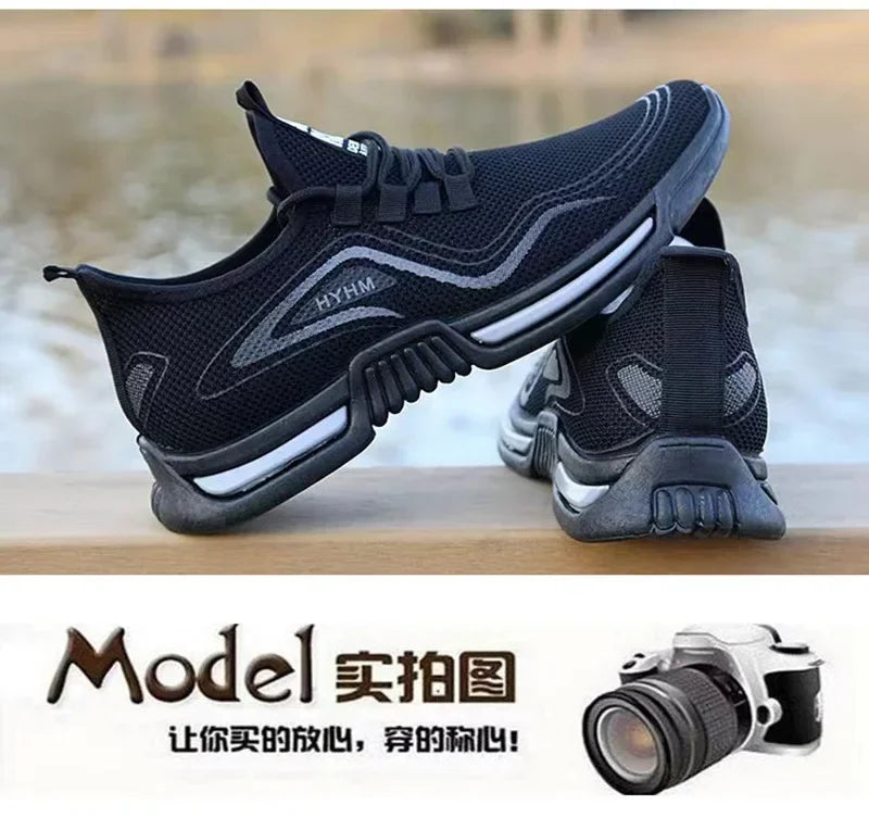 Men Shoes Slip on Fashion Sneakers Male Sport Running Shoes Breathable Gym Training Walking Tennis Shoes Non Slip Workout Flats - Clikcy