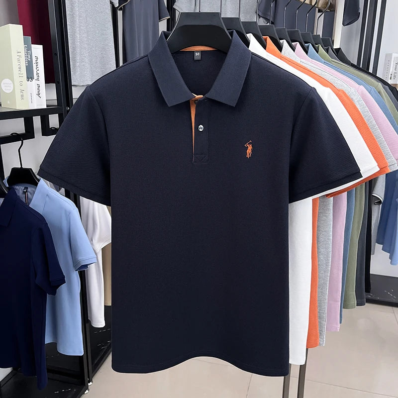High end brand 100% cotton short sleeve polo shirt men's summer fashion designer new Paul pony embroidery casual golf T-shirt - Clikcy