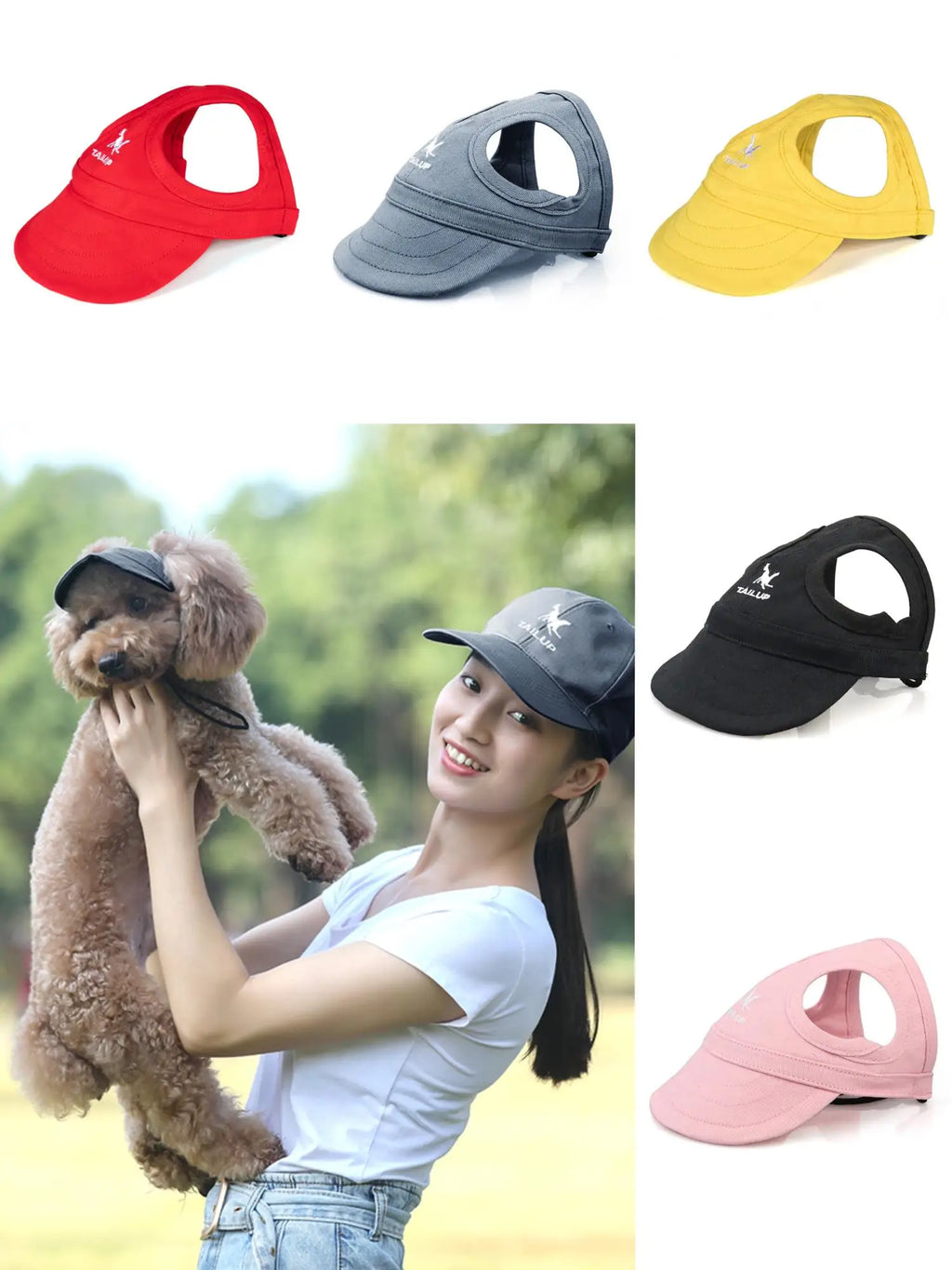 Adjustable Pet Dog Baseball Cap with Ear Holes for Small Medium Dogs Summer Dog Sun Hat Outdoor Hiking Pet Products - Clikcy