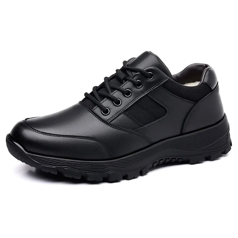 New Platform Cow Leather Casual Sneakers for Men Designer Autumn Winter Cotton Black Outdoor Men's Sports Shoes Zapatos Hombre - Clikcy
