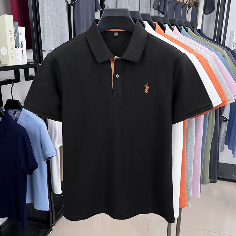 High end brand 100% cotton short sleeve polo shirt men's summer fashion designer new Paul pony embroidery casual golf T-shirt - Clikcy