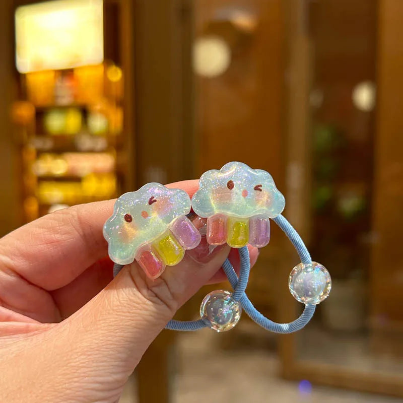 2PCS Lovely Rainbow Elastic Hair Bands for Girls Children's Hair Accessories Baby Headwear Ties Flexible And Stylish - Clikcy