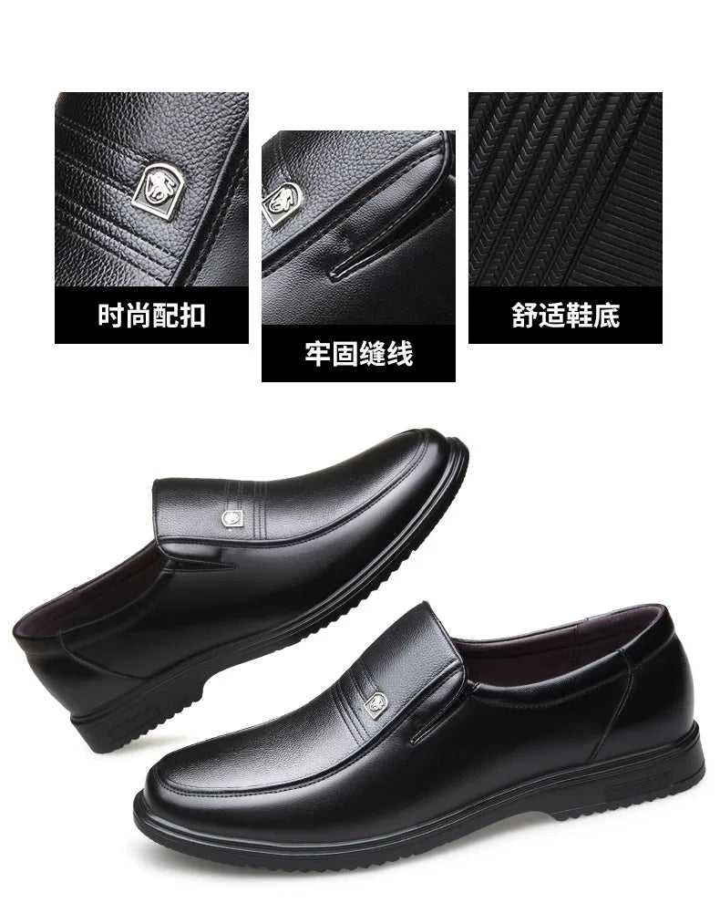 Leather Men Formal Shoes Luxury Brand 2025 Men's Loafers Dress Moccasins Breathable Slip on Black Driving Shoes Plus Size 38-46 - Clikcy