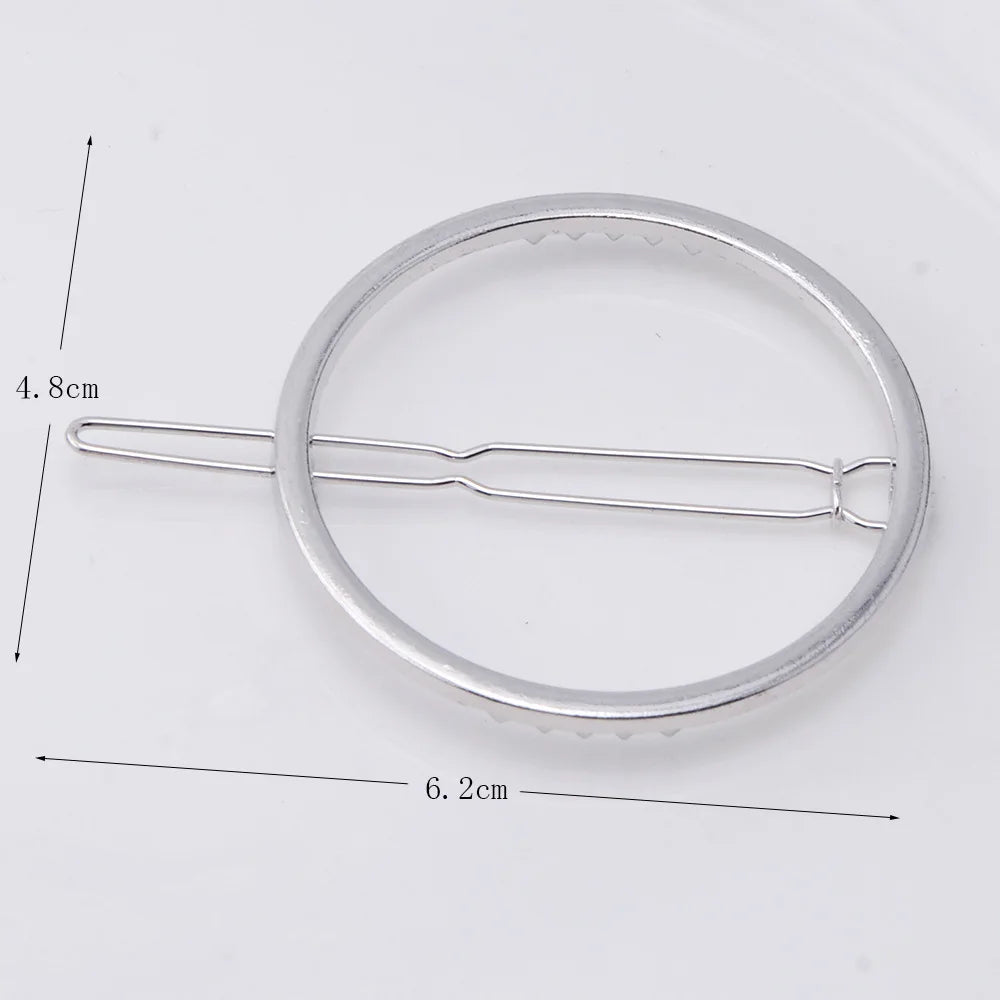 20240Fashion Woman Hair Accessories Triangle Hair Clip Pin Metal Geometric Alloy Moon Circle Hairgrip Barrette Girls Headwear - Clikcy