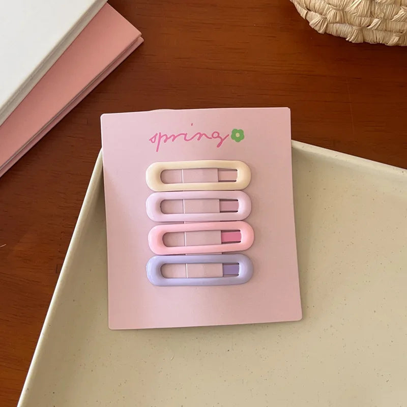 4pcs/set Cute Colorful Geometric Mini Hair Clips For Girls Sweet Hair Ornament Hairpins Barrettes Kids Lovely Hair Accessories - Clikcy